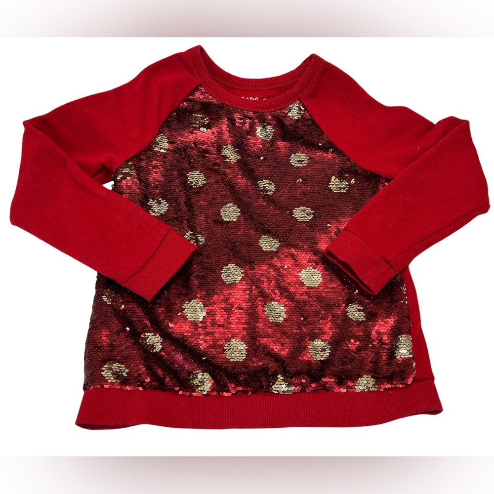 Girl’s Holiday Christmas polka Dot Sequin Sweater; Size M 7/8